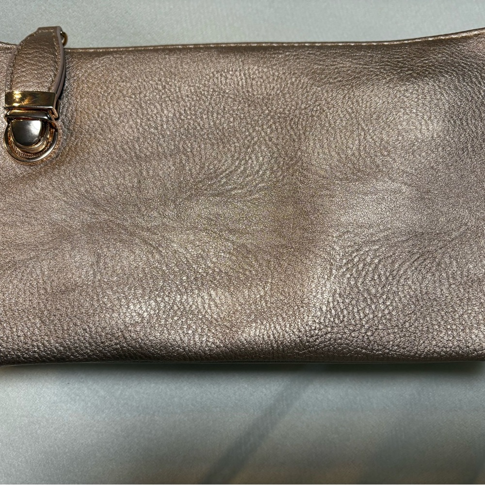 Elegant Rose Gold Metallic Clutch